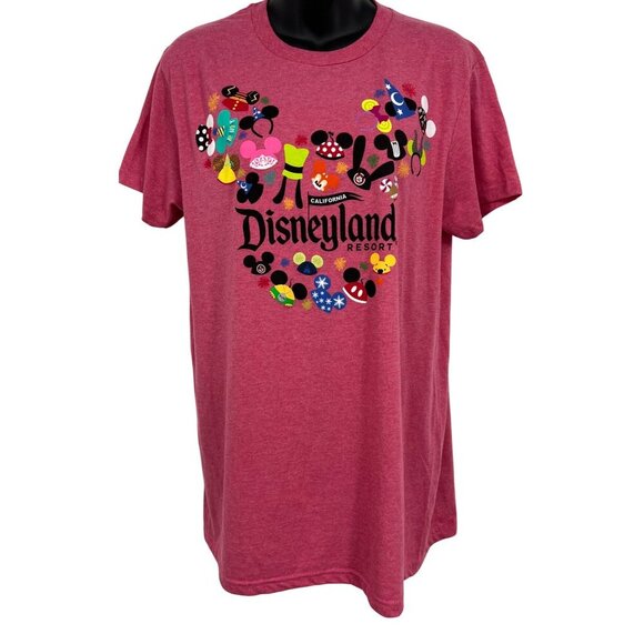 Disney Park Womens Medium M Pink Tee Shirt Ears Short Sleeve Crew Graphic New - Picture 1 of 8